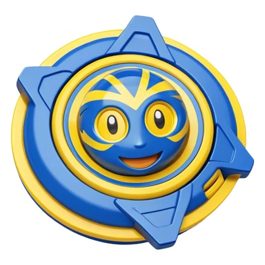 happy smiling Beyblade spinning top with a cute face sticker