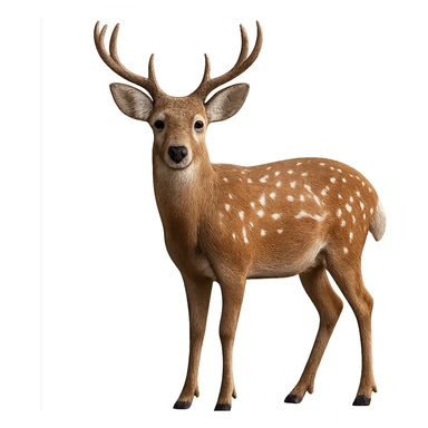 Make the deer more realistic with no background, photorealistic style. sticker