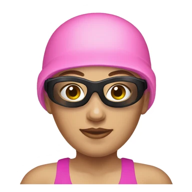 Lady pink swimming cap black googles sticker