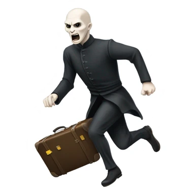 Lord Voldemort running with a suitcase sticker