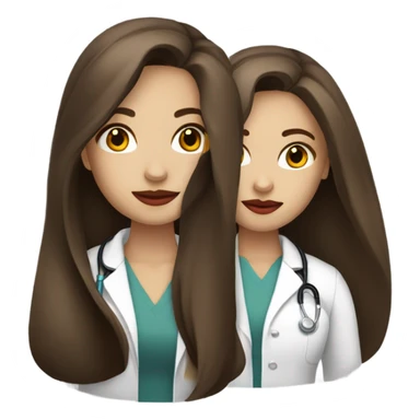 pretty Female doctor long straight brown hair amber eyes and red lips  sticker