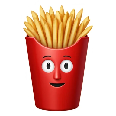 stylized red fries container with fries inside, no face, no eyes, no mouth, no extras, just the container and fries sticker
