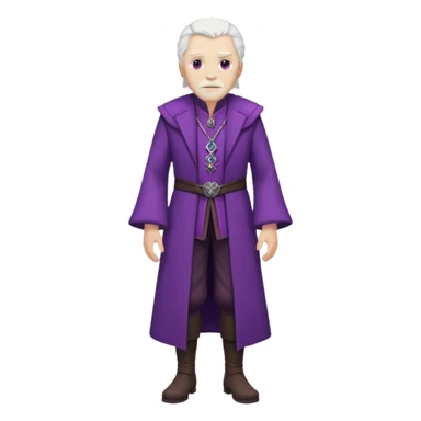 a white haired old man with purple eyes standing, full body, in Targaryen themed clothes sticker