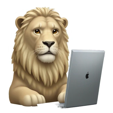 löwe sitzt am computer sticker