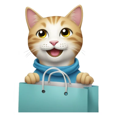 happy gay cat with shopping bags sticker