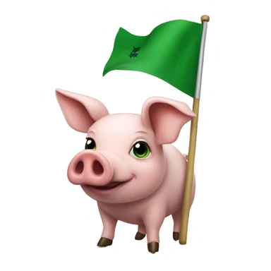 Pig holding a green flag with a P on it  sticker