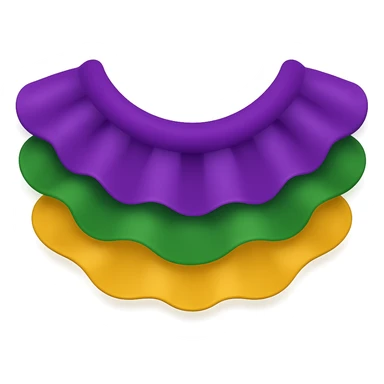 Simplify the Mardi Gras collar to basic purple, green, and gold ruffles in an emoji style. Keep the transparent background. sticker