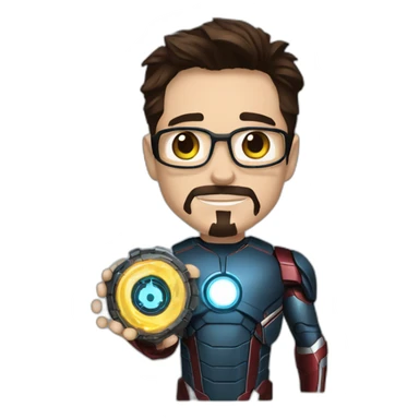 Tony stark with arc reactor in hand  sticker