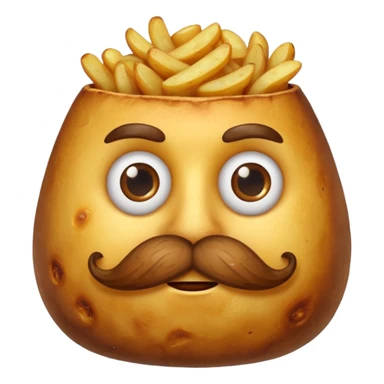 fried potato with mustache sticker