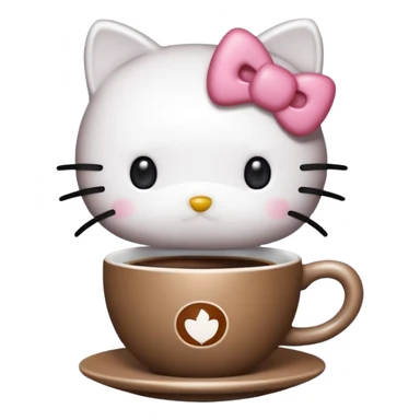 Hello kitty with coffee  sticker