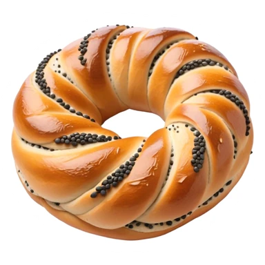 Cinematic Realistic Simit twisted Turkish bread in poppy seeds sticker
