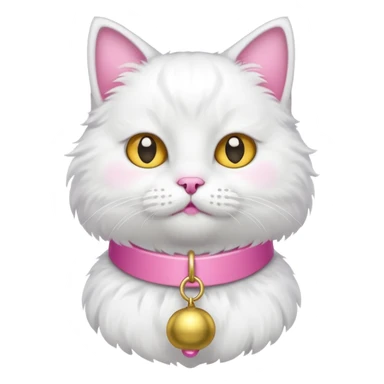 neko with bell pink coller white cat sticker