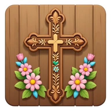 Cute Christian cross with carved flowers on it sticker