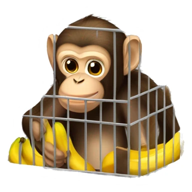 Monkey in a cage. Can't reach the banana.  4к sticker