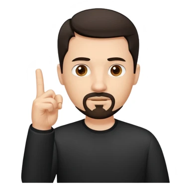 White man with short dark hair and goatee and neutral expression with middle finger.  sticker