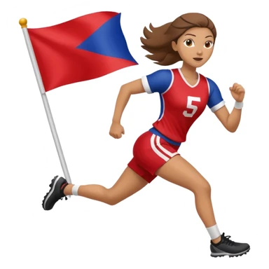 woman running with a flag football, athletic pose sticker