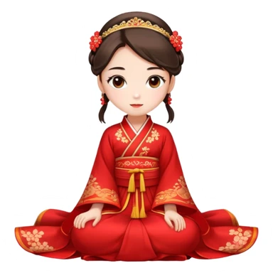 Beautiful girl wearing red Hanfu wedding dress sitting sticker