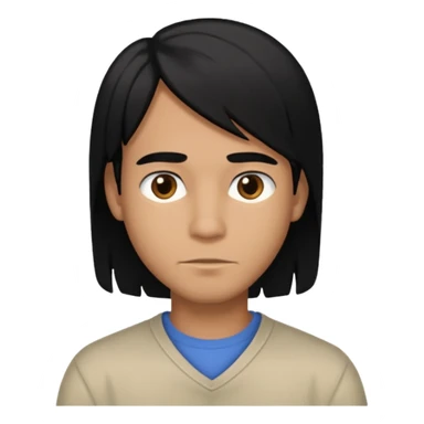 back view of a male with straight middle-long black hair sticker