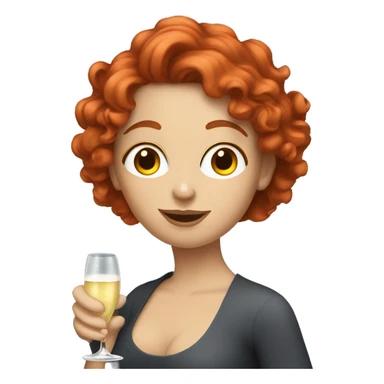 White woman with red curly hair drinking prosecco sticker