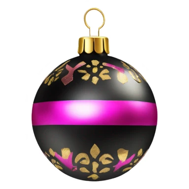 Realistic black and pink metallic christmas bauble with gold accents.  sticker