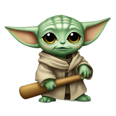 baby yoda with softball and a bat  sticker