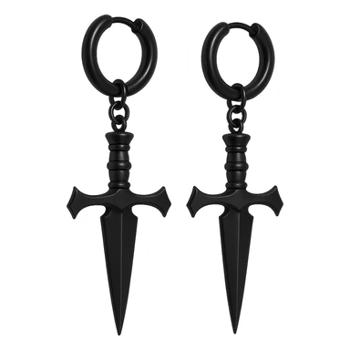 goth earrings, black dagger, sharp and bold, punk gothic style sticker