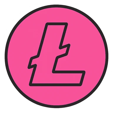 Litecoin logo, bold pink color, simple style sticker
