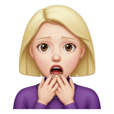 Shocked face while choking herself sticker