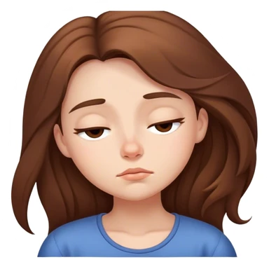 Sleepy girl, long brown hair sticker