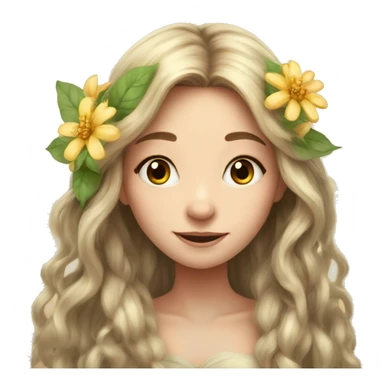 Beautiful, flower, fairy, long hair, fair skin sticker