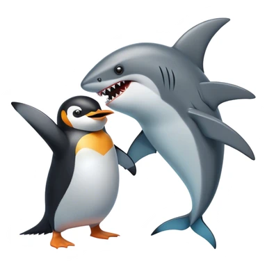 Penguin and Shark Fighting  sticker