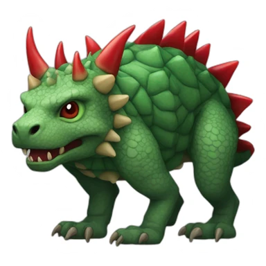 Green Tarasque with paws feets and back covered with red horns sticker