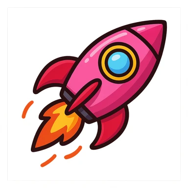 pink rocket emoji, fun and dynamic sticker