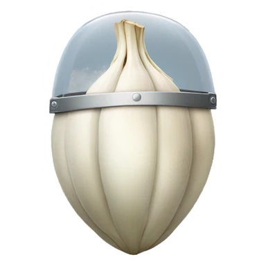 Garlic with a riot shield sticker