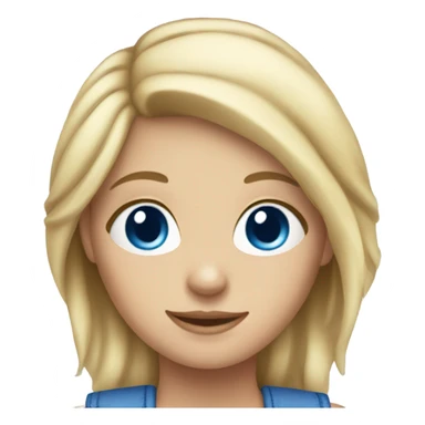 blonde girl blue eyes blue overalls sticker