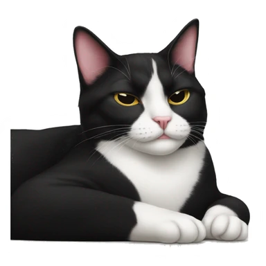 Tuxedo Cat asleep with tongue out sticker