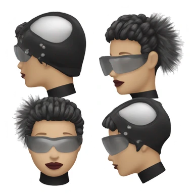 Balenciaga Face Shield model with punky hair sticker