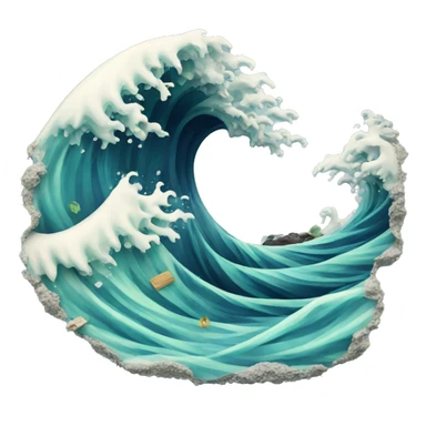 Wave with waste floating sticker