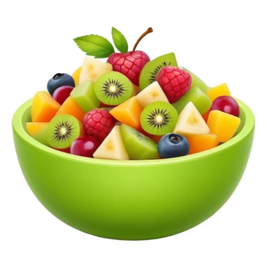 tiny small green bowl of Fruit salad front view sticker