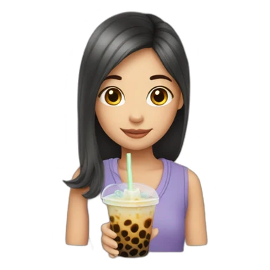 Girl with boba tea sticker