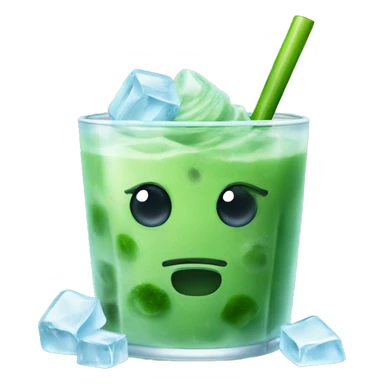 Ice matcha with ice cubes sticker