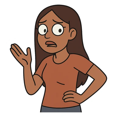 chica morena de pelo largo y liso en estilo flat toon sticker