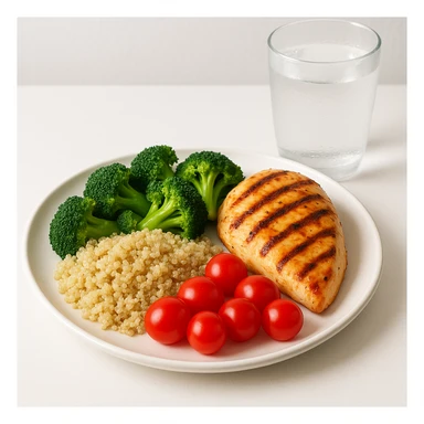 A healthy meal with a glass of water sticker