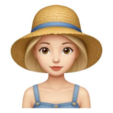 Beautiful woman with no hair wearing a trendy straw hat  sticker
