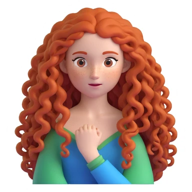 Merida from Brave with extremely long wild curly red hair and face completely covered with freckles sticker