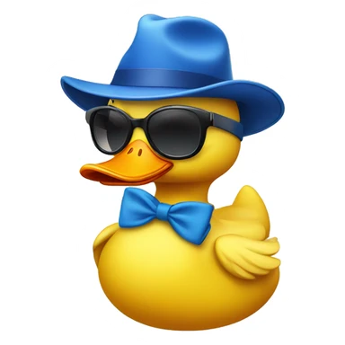 yellow duck with sunglasses wearing a blue hat sticker