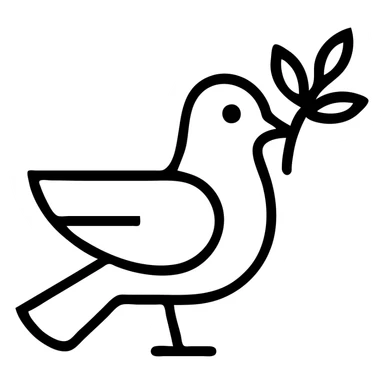 pigeon icon with a twig in its beak, clean and simple sticker