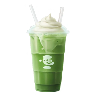 Iced matcha latte. Extra ice. No whipped cream. Lid. Straw. sticker