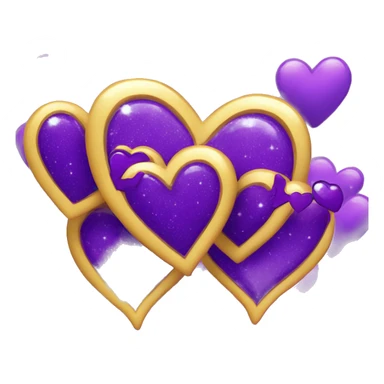 Deep purple sparkling two hearts sticker