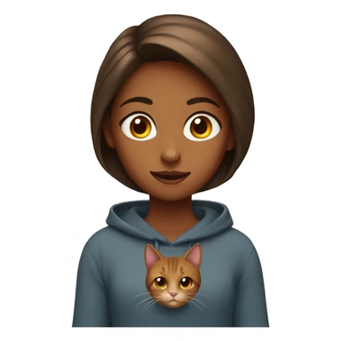Girl wit brown cat  sticker